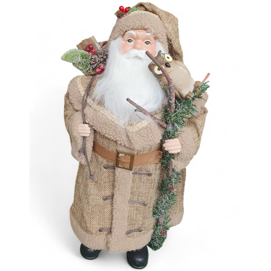 Papai Noel Casaco Pelerine 62Cm Rustico Decoração De Natal/Enfeite Natalino
