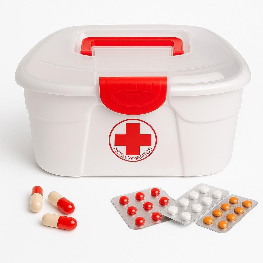 MALETA PRIMEIROS SOCORROS CAIXA ORGANIZADOR REMEDIOS PORTA MEDICAMENTOS COM ALCA CURATIVO ENFERMAGEM