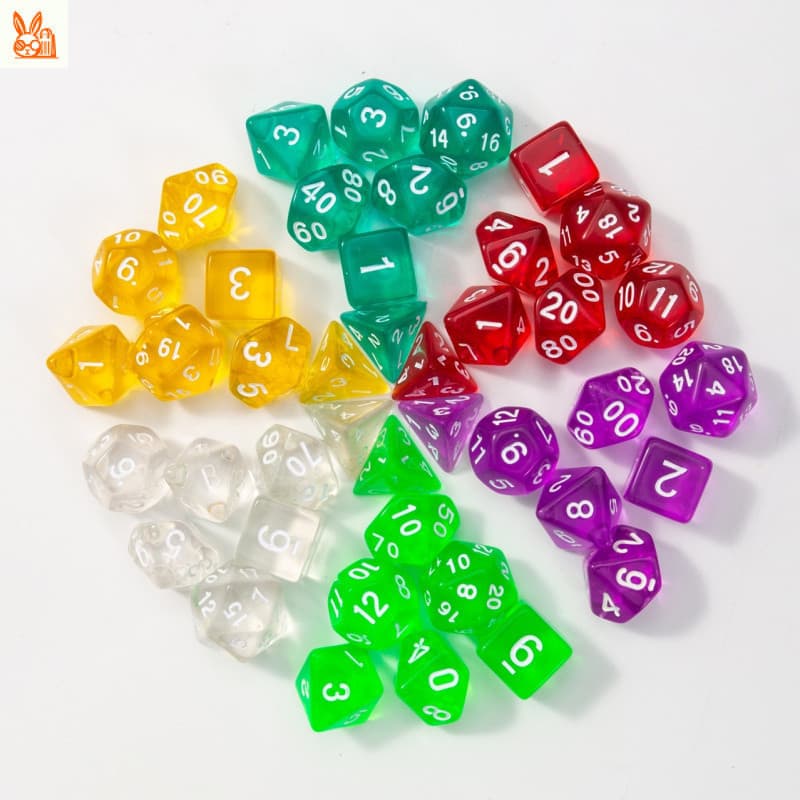 Conjunto De Dados Poliédricos Translúcidos-Adequado Para Jogos De Tabuleiro Dragon , Pathfinder , D & E RPG SQMO