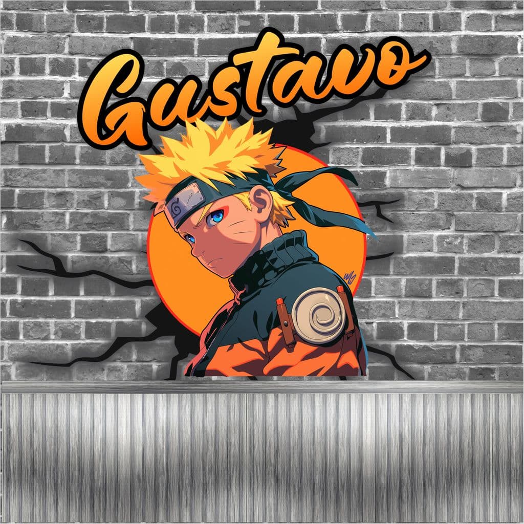 Papel de Parede Adesivo Tema do Anime Naruto Grafite Prateado Personalizado M² PAREDE TODA