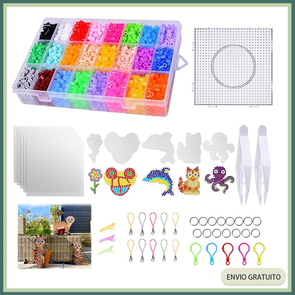 Kit 7300 Peças Conjunto Mini Hama Beads De 5 mm Alta qualidade om Pegboard, Pinça, Guia