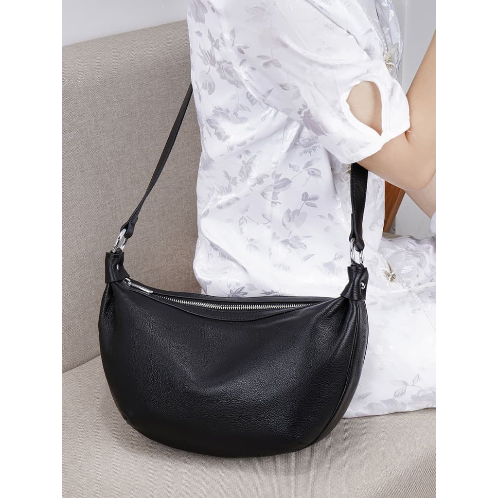 Marcy Pier saco genuíno novo estilo All-Match Casual Croissant Retro saco de peito moda couro genuíno Cross-corpo bolinh