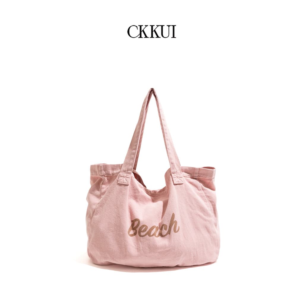 CKKUI Simples Estilo Literário Lona Rosa Bolsa Carta Bolsa de Grande Capacidade Estilo Preguiçoso Sacola de Um Ombro