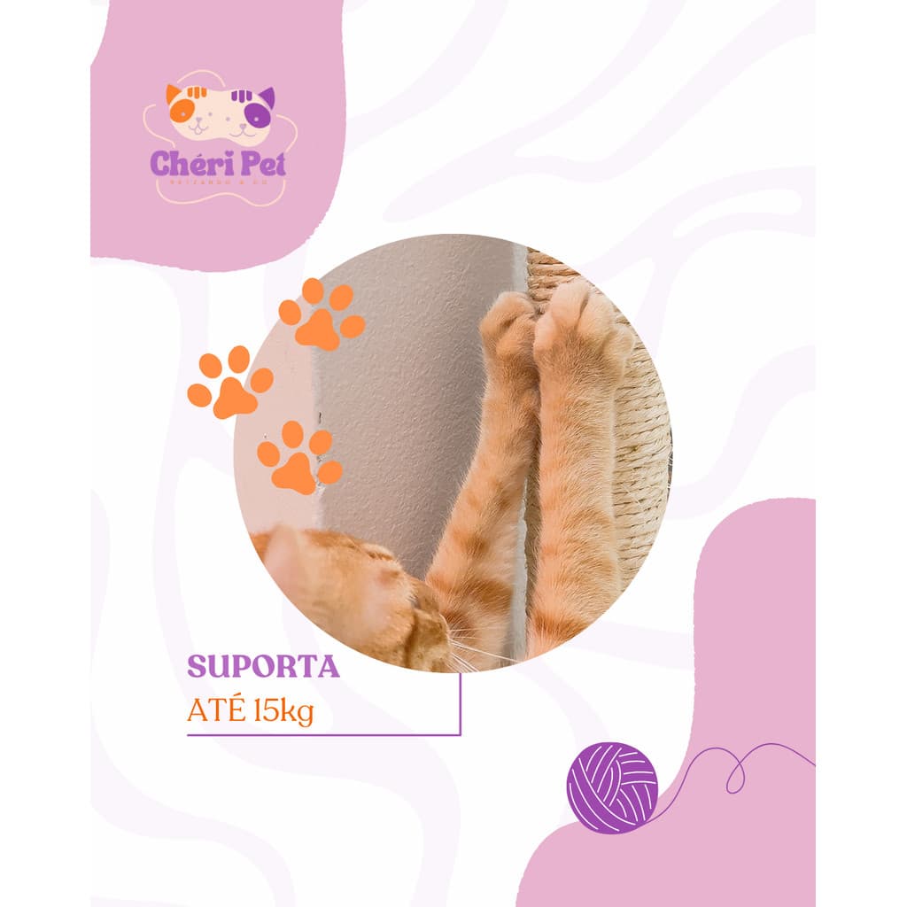 Arranhador Resistente para Gatos Ativos Parede Brinquedo Pet Poste Sisal