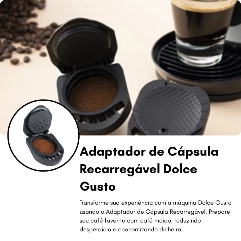 Adaptador Cápsula Recarregável  Café Moído Dolce Gusto OFERTA  Reutilizável, Ecológico e Econômico | Cápsula Compatível