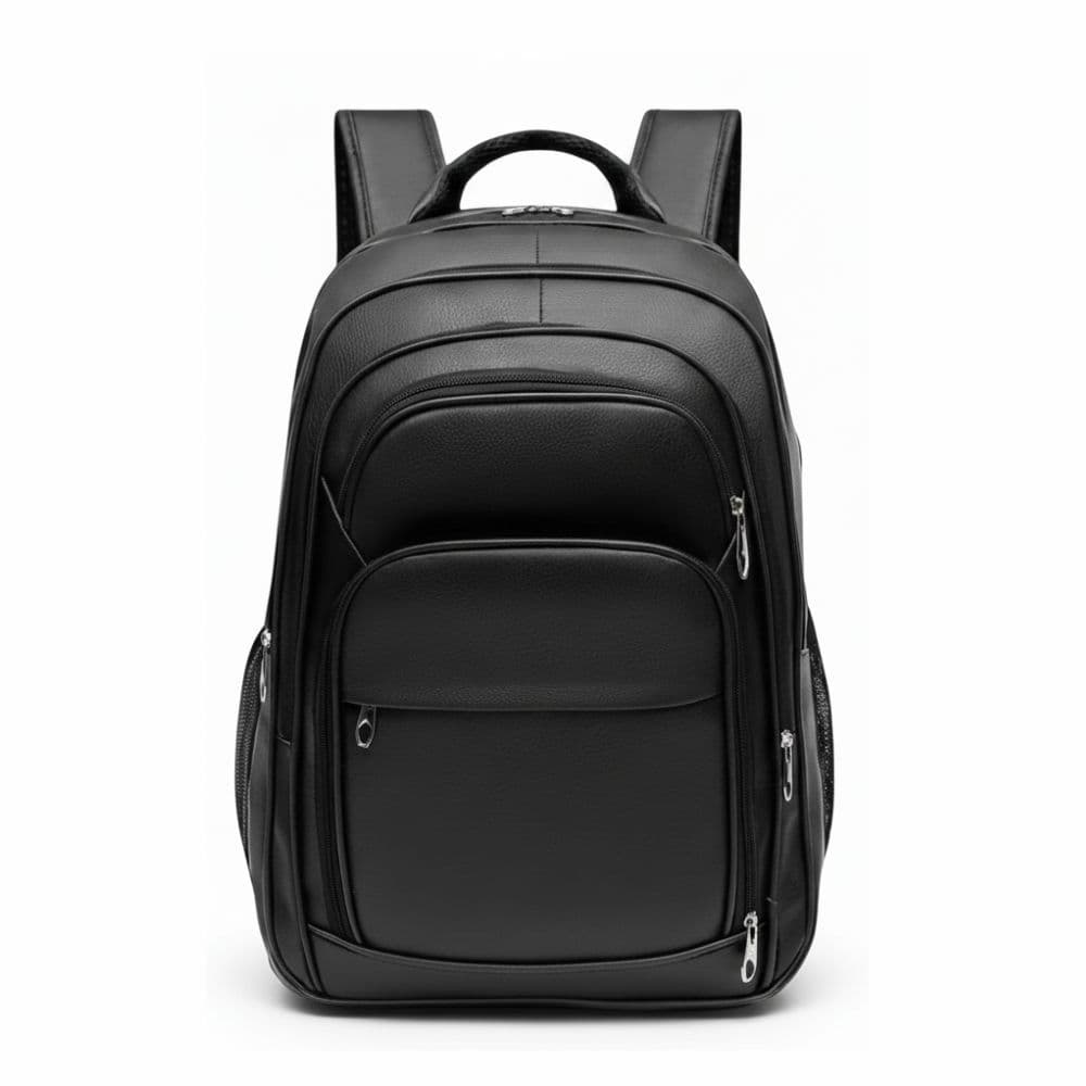 Mochila de Couro Grande Preta 2026 Impermeável com USB e Compartimento para Notebook Reforçada