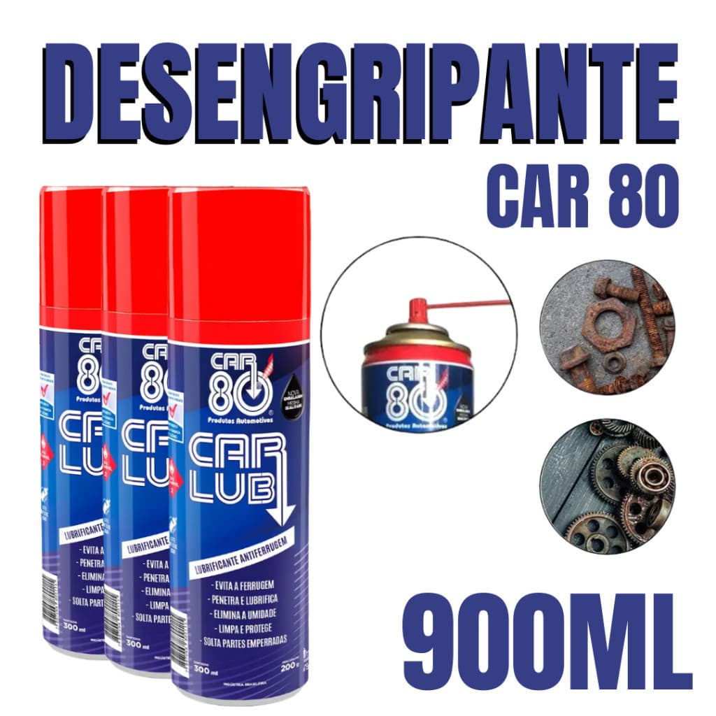 Desengripante Spray Car80 Carlub 300ml – Antiferrugem, Lubrificante Multiuso Automotivo e Doméstico