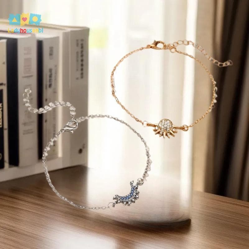 LAHG > 2 Peças Corrente De Moda Para Homens E Mulheres Presentes De Bom Amigo Novo Metal Magnético Sol Lua Casal Colar T