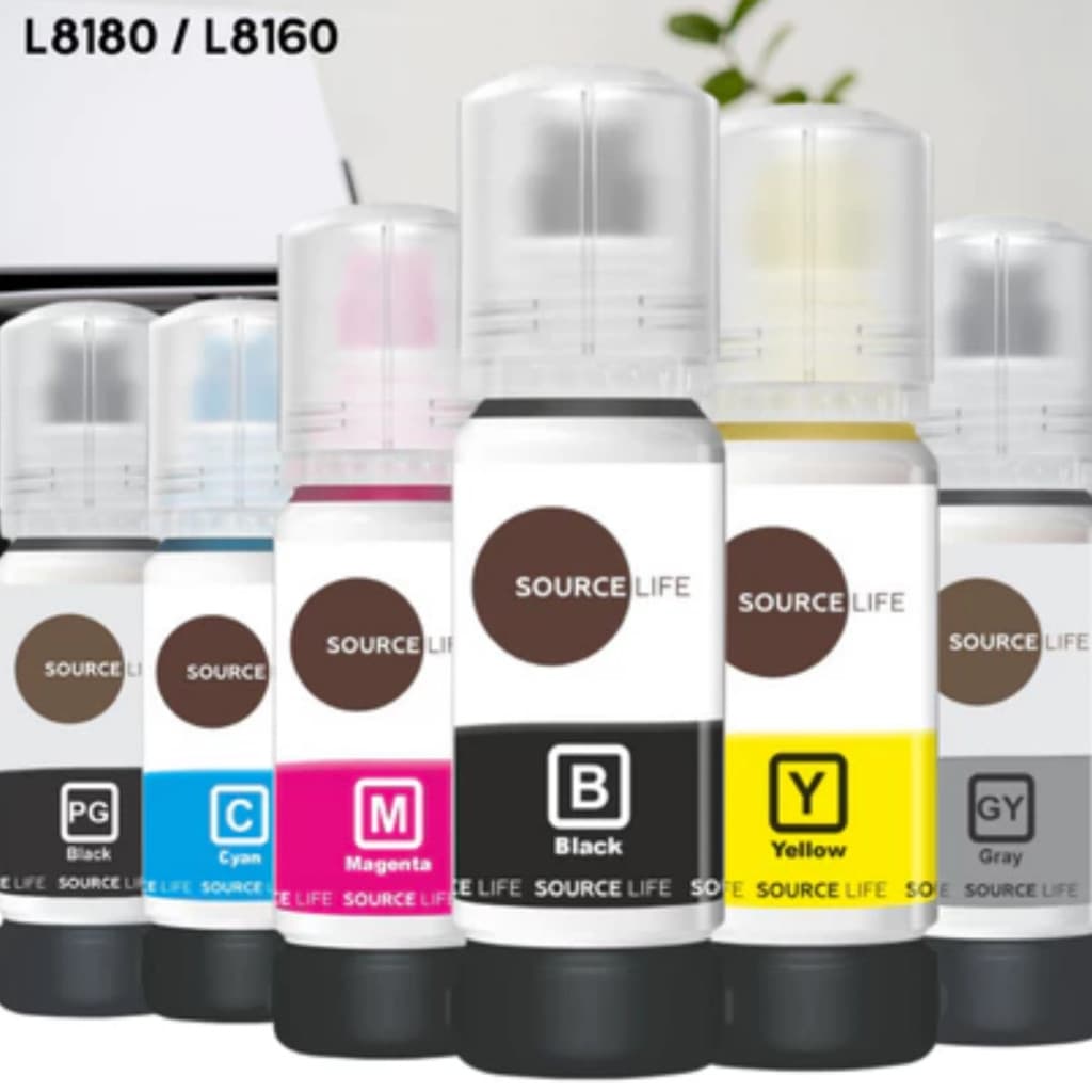 Kit 6 Refil Tinta compativel Epson L8180 L8160 T555 T554 fotografia