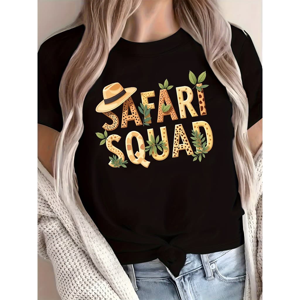 Camiseta Camisa Algodão Premium Feminina Estampa Safari Squad, Unissex Oversized 100% Premium Blusa Envio Imediato