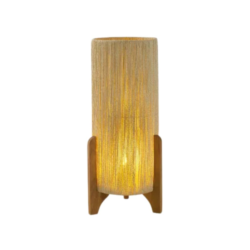 Luminária Milão de Chão em Madeira Eucalipto e Corda Sisal
