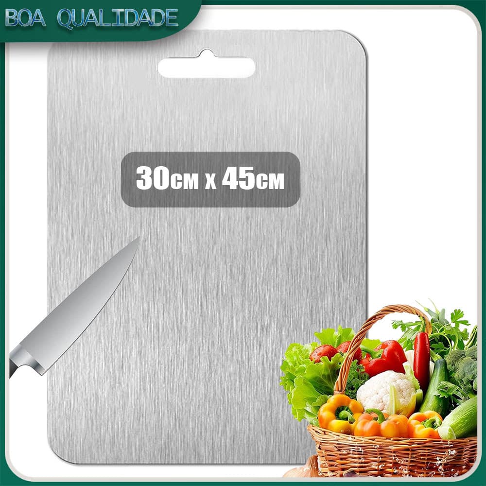 Tábua de corte dupla face em aço inoxidável para alimentos Tábua de corte para carne e produtos hortícolas - 30x45cm
