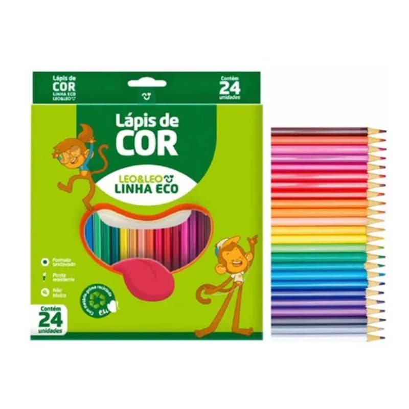 PACOTE COM 6 CAIXAS DE LAPIS DE COR C/24 CORES LINHA LEO&LEO