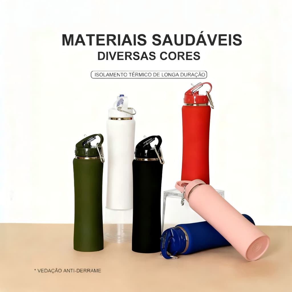Garrafa Térmica 600ml com chaveiro quente e fria top