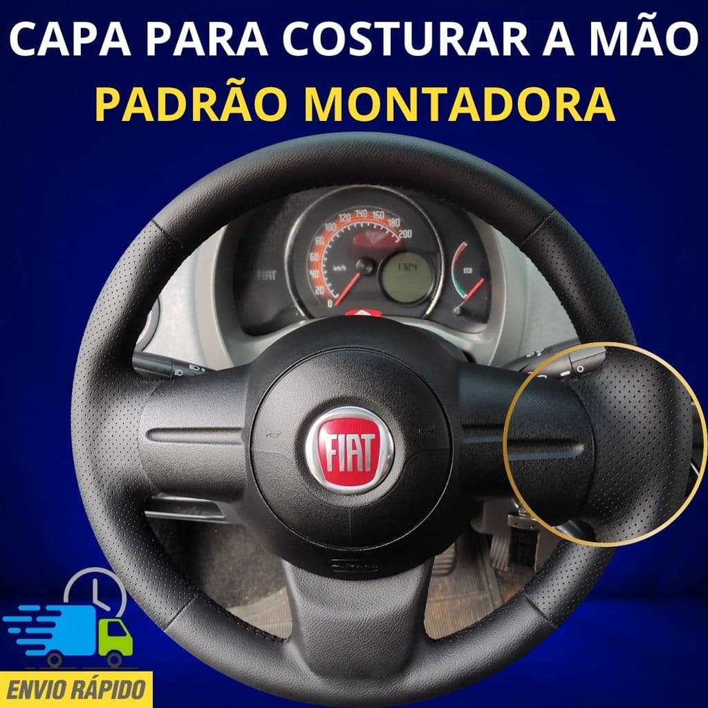 Capa de Volante Costurada Novo Uno way vivace sporting e Fiorino (preta)