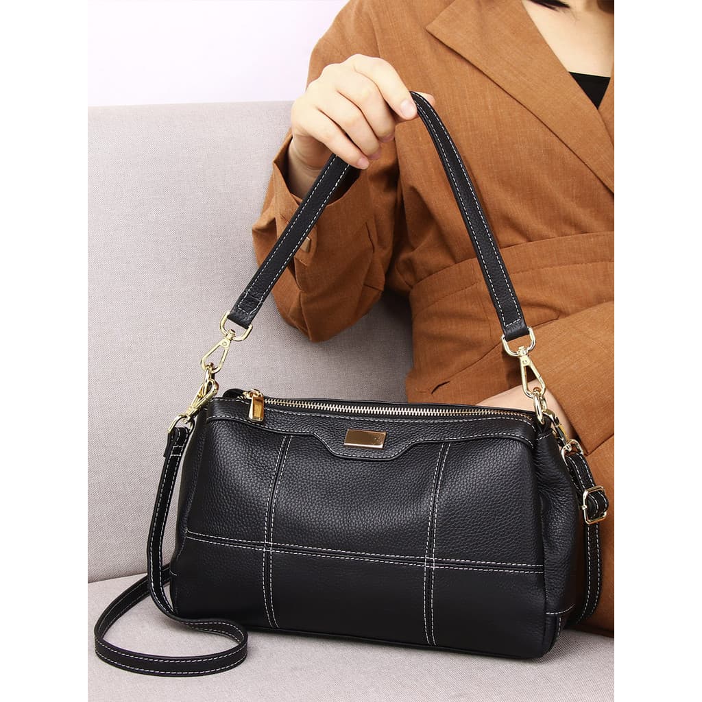 Bolsa feminina de couro genuíno Casual com vários compartimentos bolsa quadrada pequena 2026 novo estilo na moda nas axi