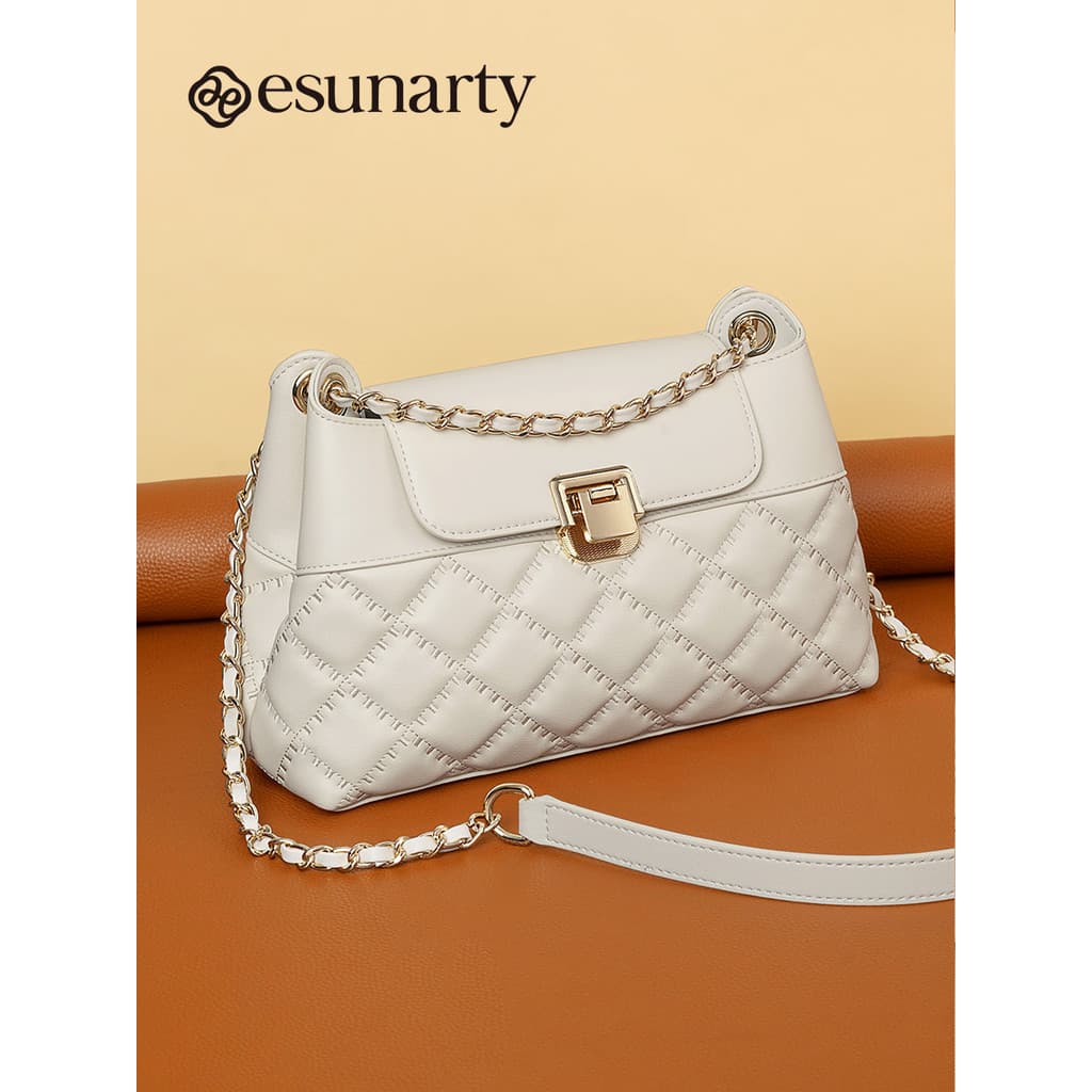 Bolsa mensageiro feminina de couro genuíno 2026 novo estilo Fashion leve bolsa de diamante de luxo All-Match Commuter bo