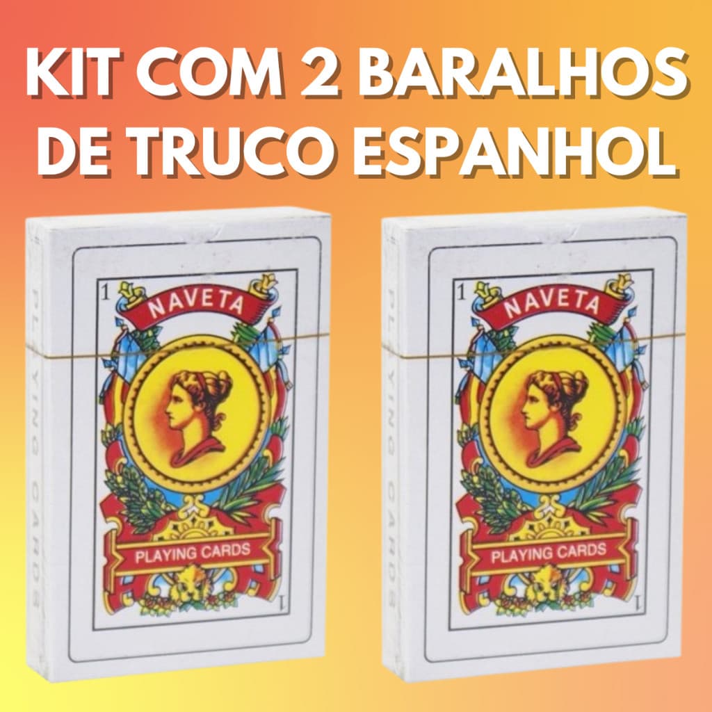 Kit 2 Baralhos de Truco Espanhol Clássico com 48 cartas Jogo de Cartas Canastra Buraco Pôquer Pife