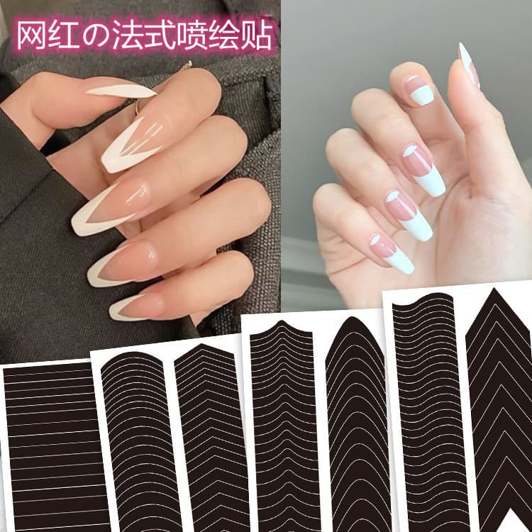 Influenciador adesivos franceses modelo de jato de tinta sorriso adesivos três em um esmalte cola à prova de derramament