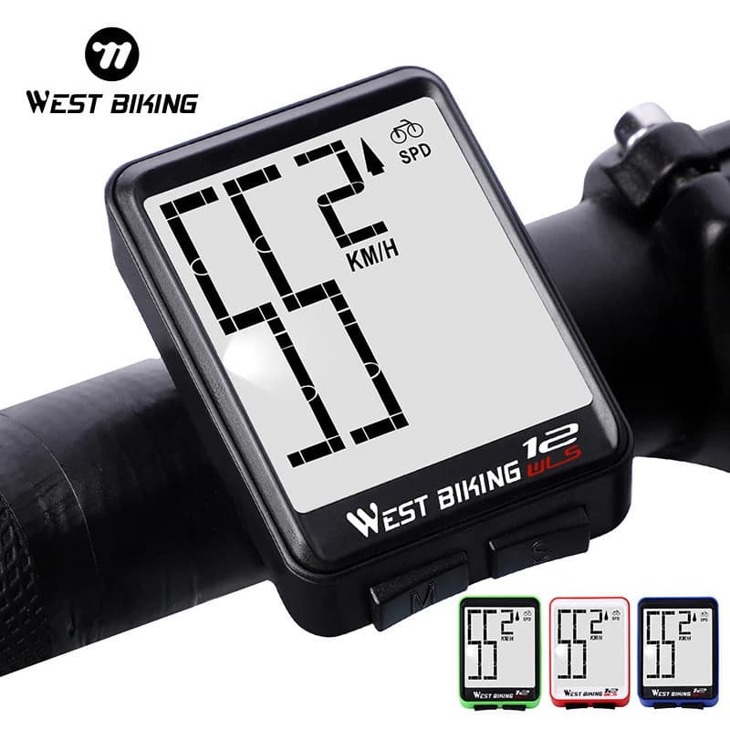 Computador de Bicicleta Sem Fio WEST BIKING com Luz de Fundo, Odômetro à Prova d'Água, 4 Cores, Cronômetro para Ciclismo
