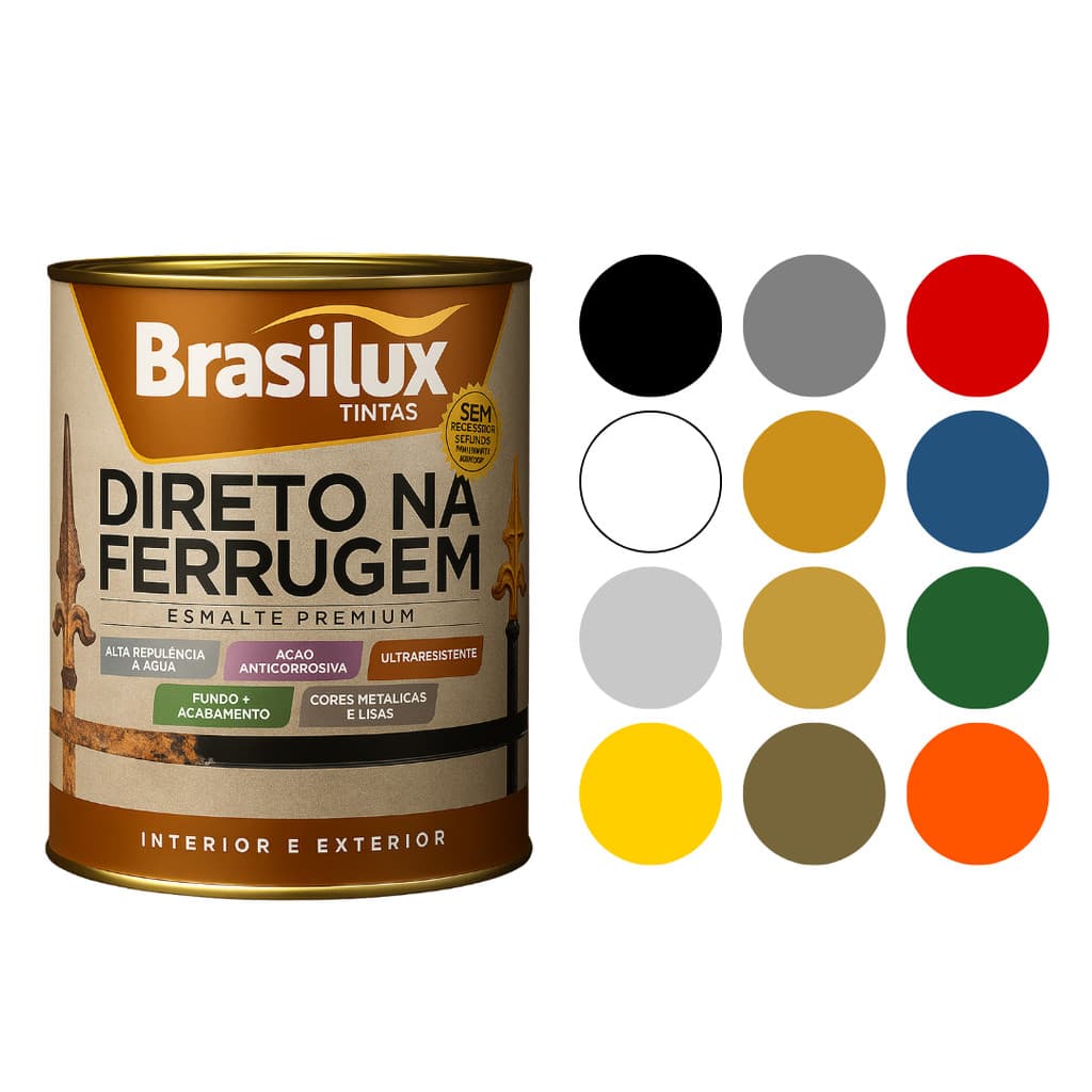 Tinta Esmalte Direto Na Ferrugem Resistente 3,6 Litross Brasilux