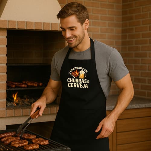 Avental De Churrasco Presente Engraçado Churrasqueiro Estampado Chef Masculino Cozinha
