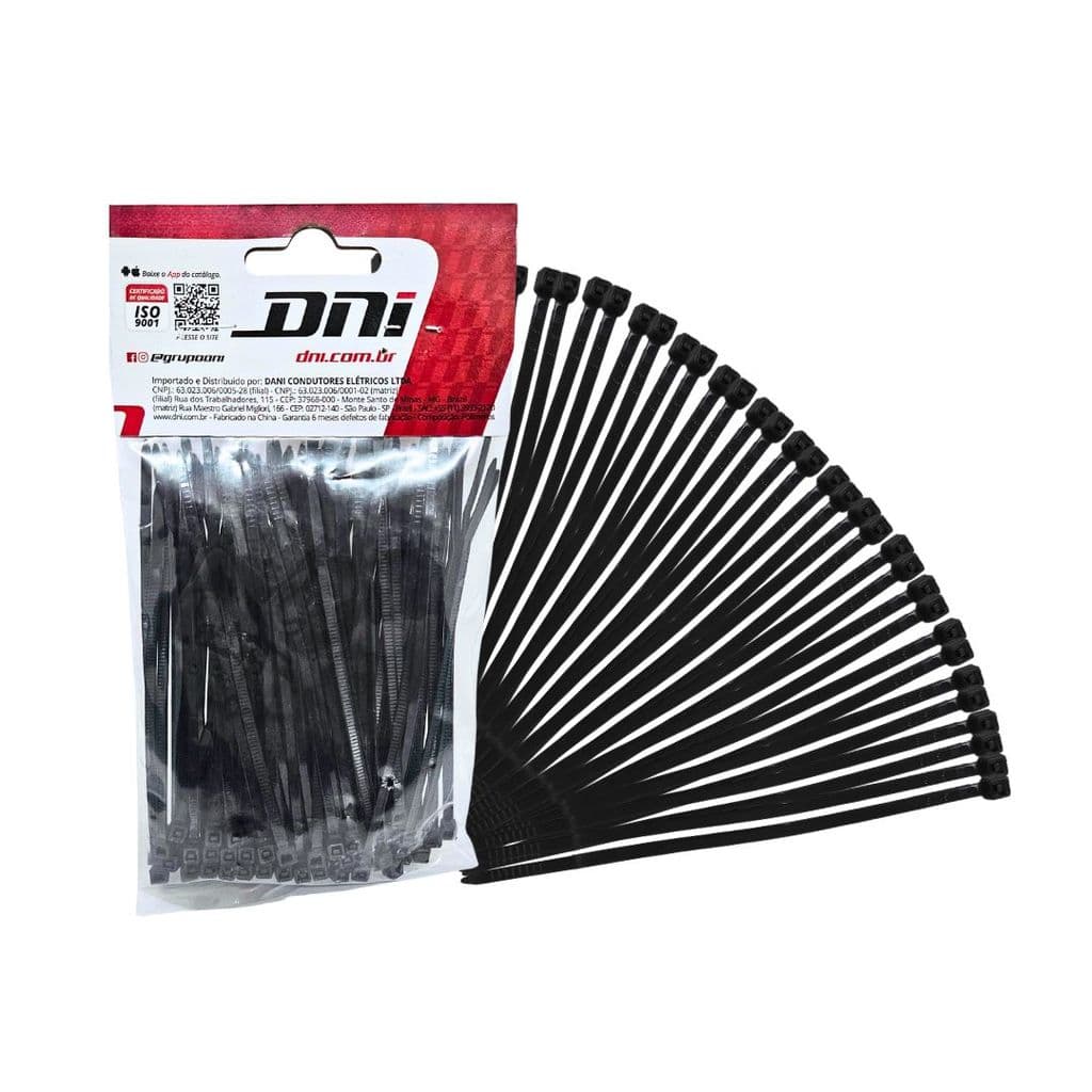 Kit 200 Abraçadeira Nylon Preto Enforca Gato Fita Hellermann 100mm x 2,5mm DNI