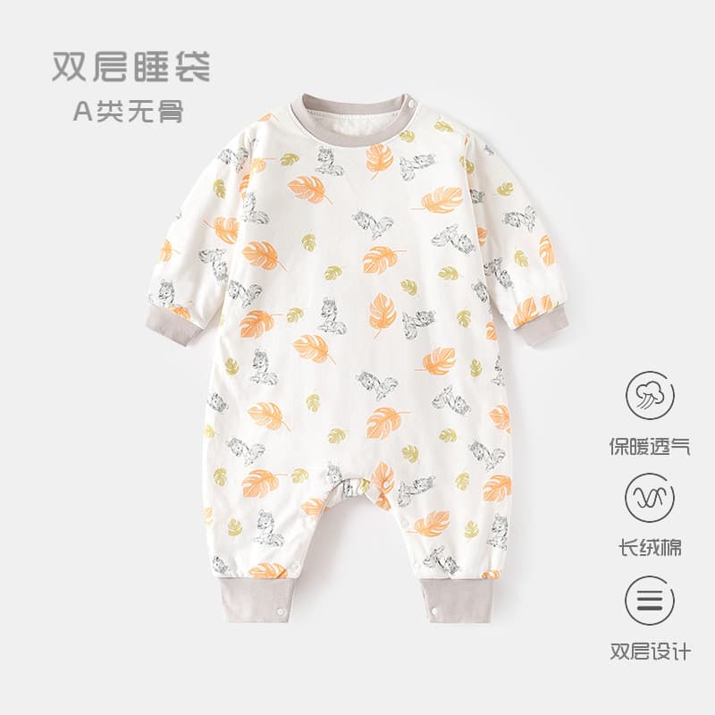 Bebê dupla camada saco de dormir primavera outono bebê Split-Leg estilo fino pijamas recém-nascidos ombro aberto criança