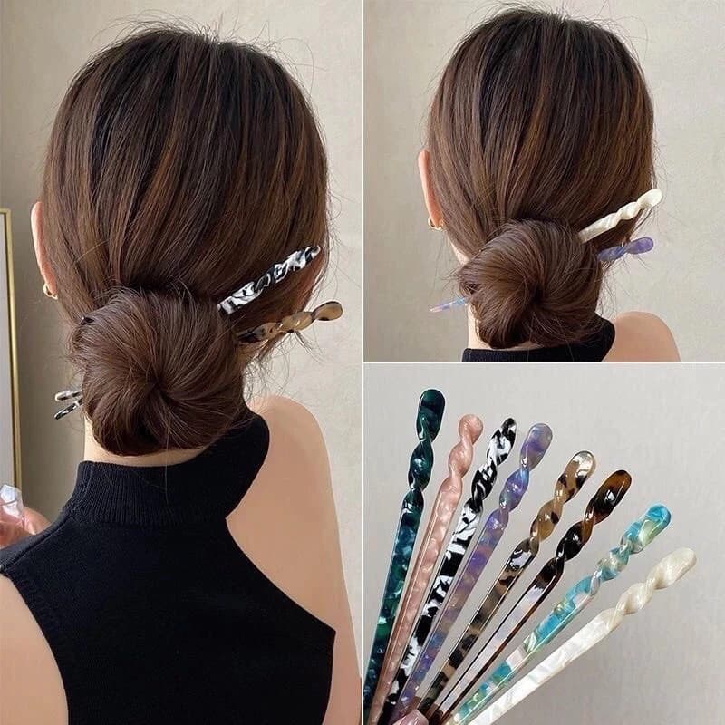 Estilo Chinês Tradicional Feminino Acetato Cabelo Longo Stick Para Bun Retrô /cores aleatorios