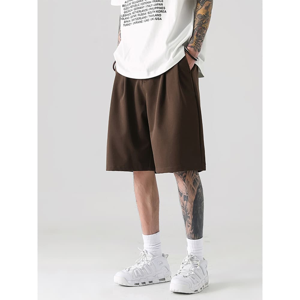 Japonês marrom Casual Shorts masculino verão 2026 novo estilo na moda tamanho grande solto calças de cinco pontos calças