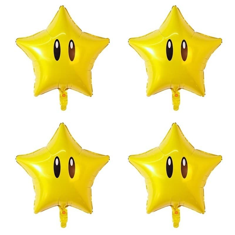 Balão Estrela Super Mario 22cm Kit 4un~16un Balões Metalizados Arranjo Mesa Game Festa Decoração Aniversário Mario Bros
