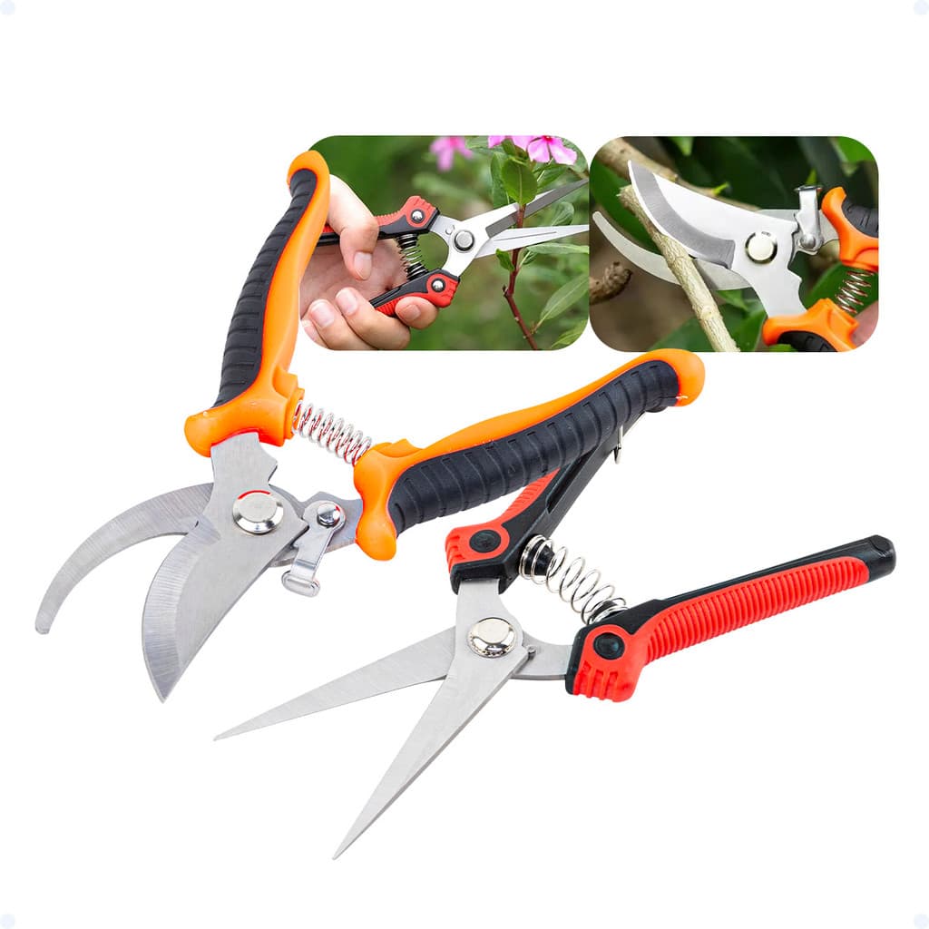 Kit 2 Tesouras De Jardinagem Super Afiada para Jardinagem Tesoura De Podar Plantas Alicate De Aço