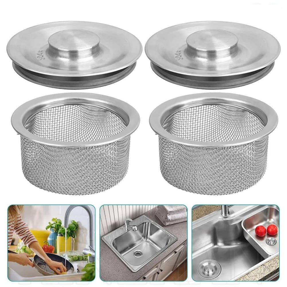 Filtro de Pia de Cozinha Plugue de Drenagem/Aço Inoxidável 8cm/Cobertura Universal para Chuveiro de Banheiro 3824