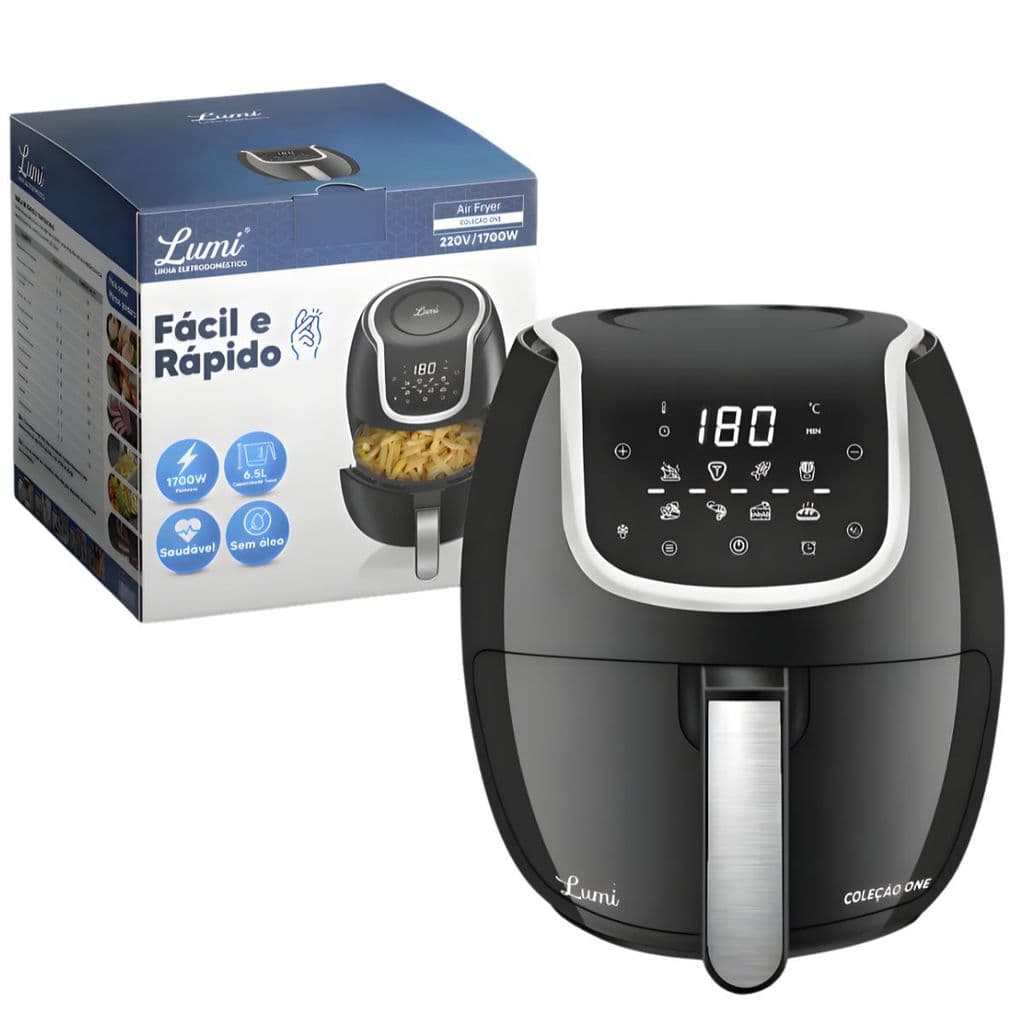 Air Fryer Lumi 6.5L 1700W – Modelo 7301 Preta (220V)
