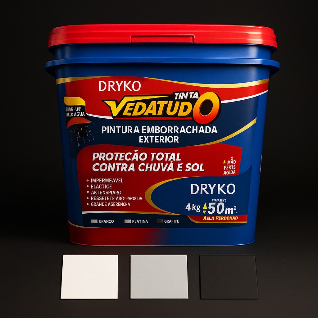 Tinta Emborrachada Impermeabilizante 4kg VedaTudo Repele Água Borracha - Dryko