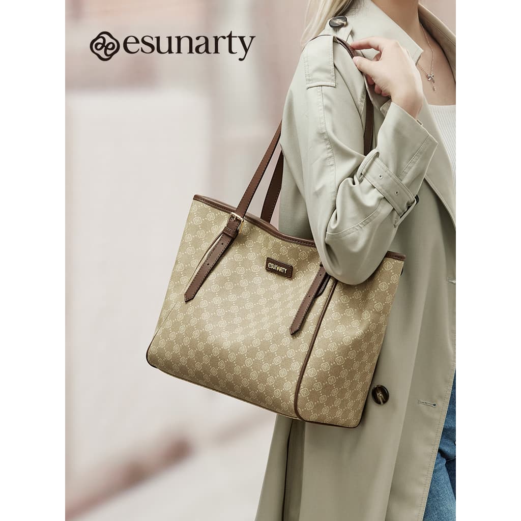 Flor antiga sacola feminina 2025 novo estilo moda grande capacidade bolsa High-End leve impresso de um ombro grande saco
