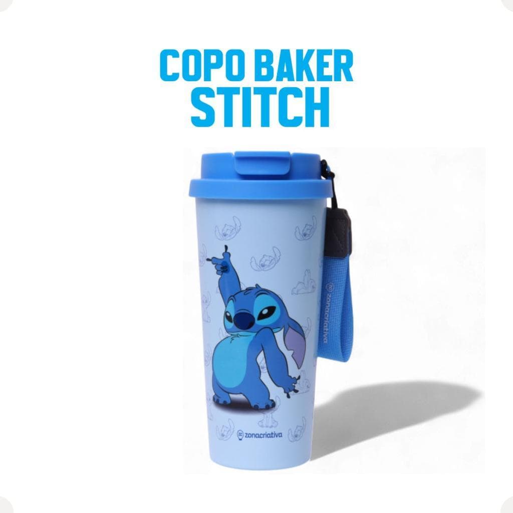Copo Térmico Baker Stitch 500ml Inox Com Tampa E Canudo Viagem Presente Criativo Disney Kawaii