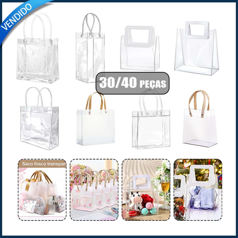 30/40 uni Sacos de presente em plástico transparente Lembrancinhas de casamento Sacos de presente para festas