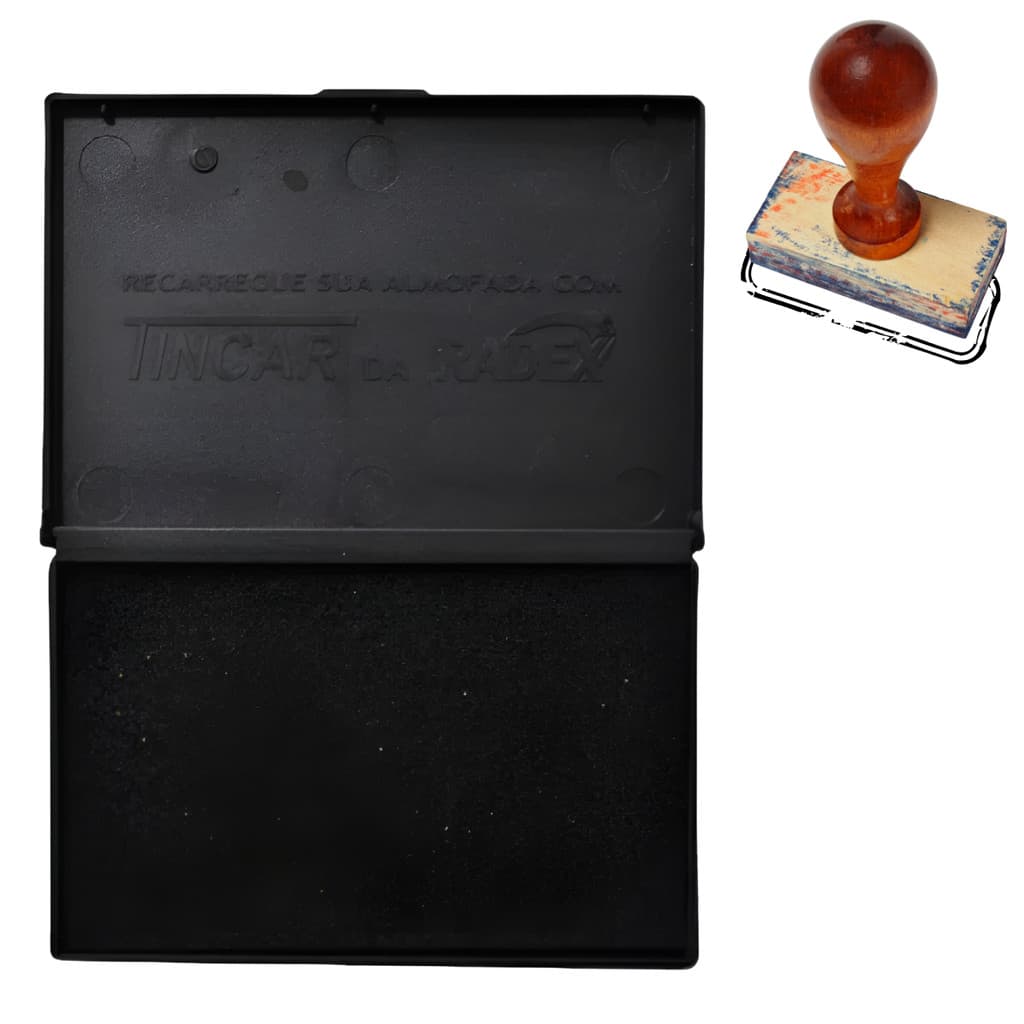 Almofada Para Carimbo N5 Extra Grande Cor Preta 17,5cm x 18,5cm Gigante Radex