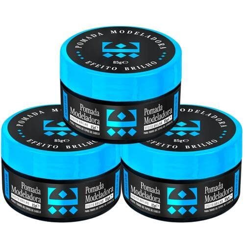Kit 3 Pomadas Modeladoras Efeito Brilho 85g Embaixador | Fixação Forte e Acabamento Brilhante
