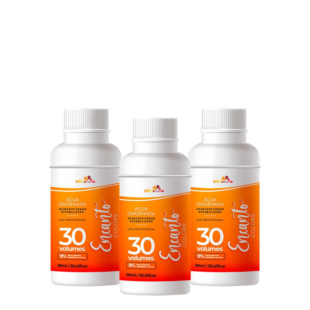 Kit Beleza Ruiva Encanto Colors Água Oxigenada 30vol 9% - Três Unidades
