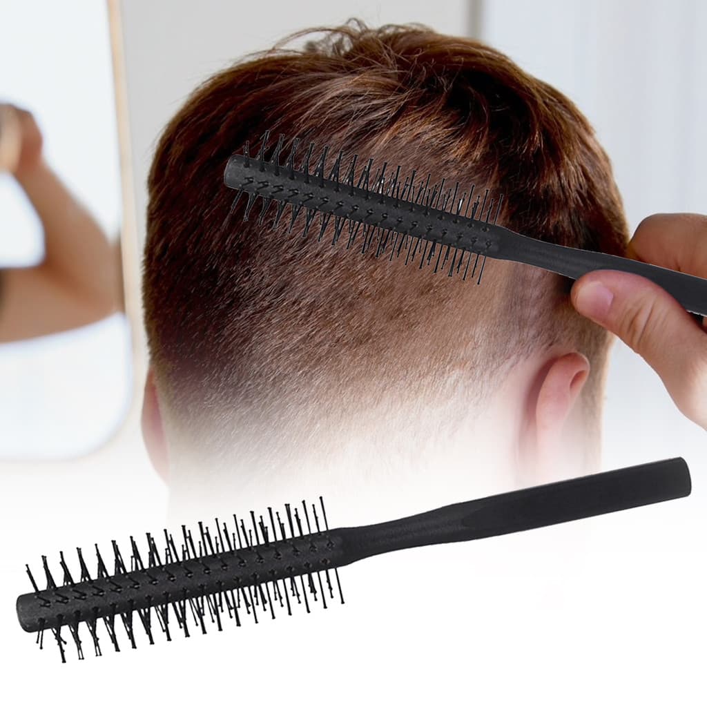 Layonora1pc Cabo De Madeira Cerdas De Javali Escova Redonda Profissional Barbeiro Salão Cabeleireiro De Cabelo Pente Red