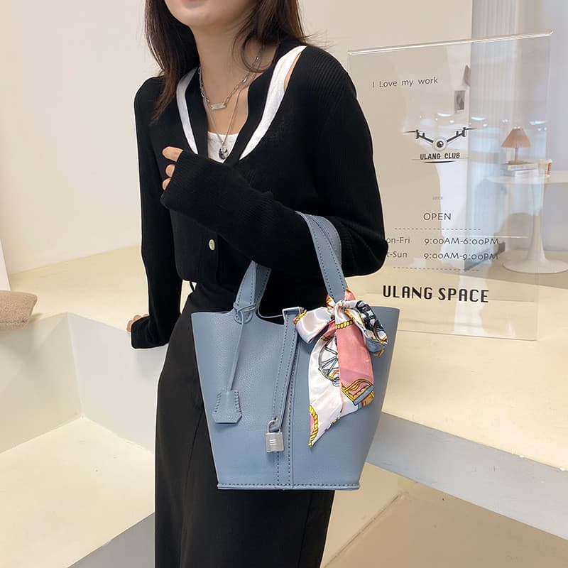 DIY cesta de vegetais bolsa feminina Material de moda bolsa de ombro portátil bolsa feminina lenço de seda saco costurad