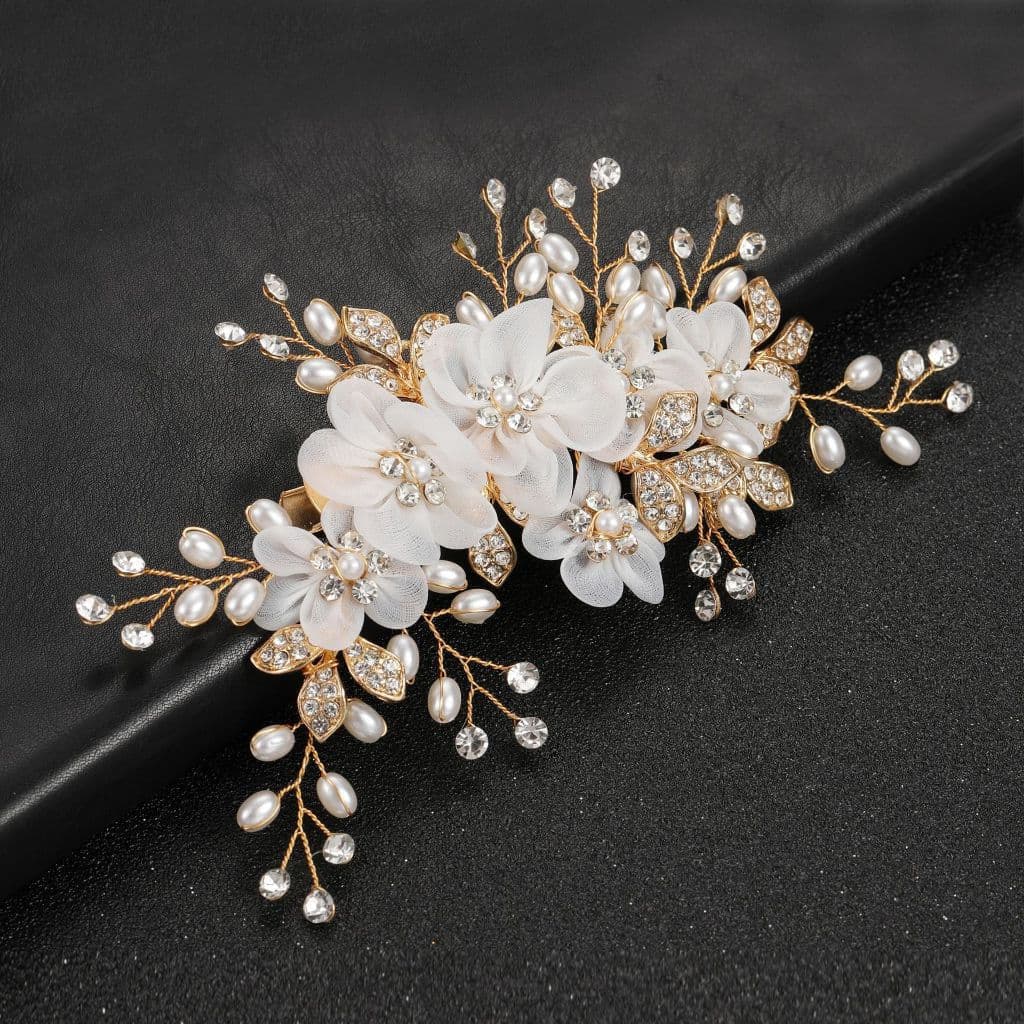 Grampo De Cabelo De Noiva De Casamento Com Flor De Pérola Artificial Um Pequeno Strass Decorativo , Elegante