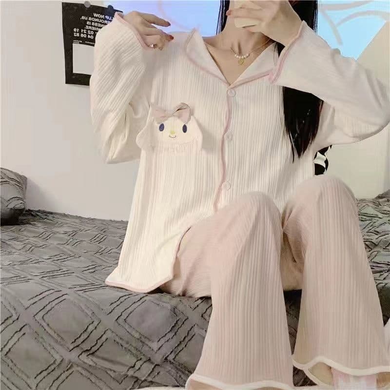 Outono influenciador estilo Ultra-leve fino pijamas feminino mais recente Cardigan de duas peças confortável Homewear ou