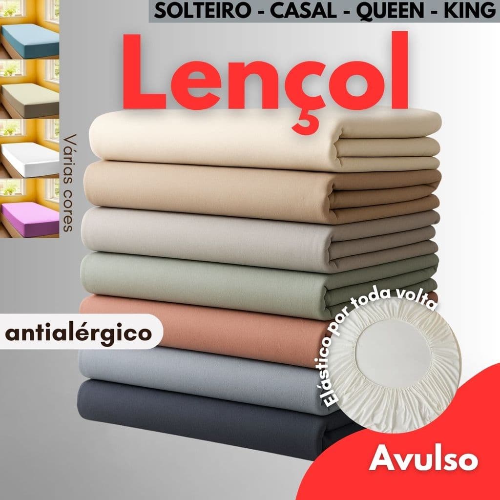 Jogo de Lençol Queen Box Liso – Avulso – Antialérgico – Disponível em Solteiro, Casal, Queen e King