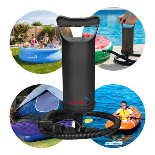 Bomba De Ar Manual Portátil Encher Piscina Boia Colchão Bico