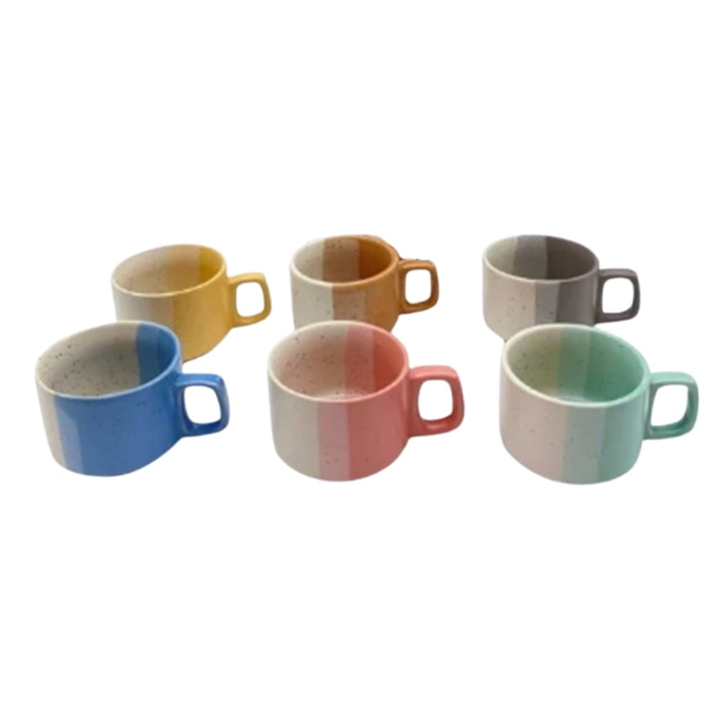Jogo de Xícaras de Cerâmica Coloridas – 6 Peças de 120ml  Perfeito para Café, Café Expresso e Chá