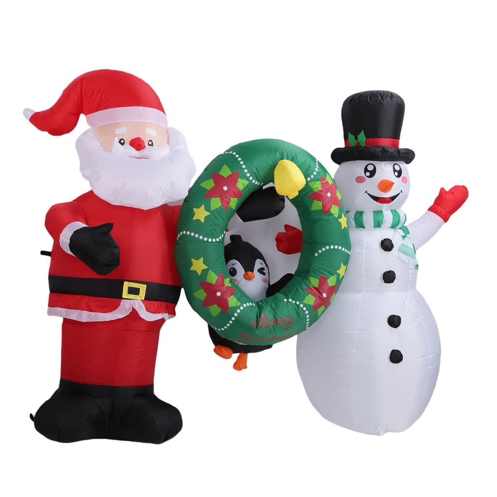 Decoração De Natal Inflável À Prova De Água Intempéries Explodir Boneco De Neve De Papai Noel Com Estacas De Solo Para J