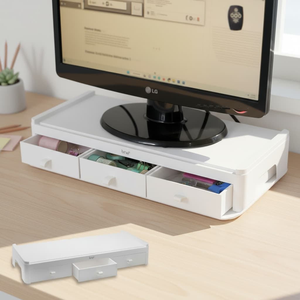 Suporte Notebook Base Elevada Monitor Teclado Plástico Branco